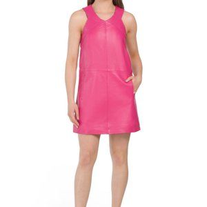 Bod and Christensen Pink leather Berry Fuchsia Shift Dress Size 6 NWT BARBIE
